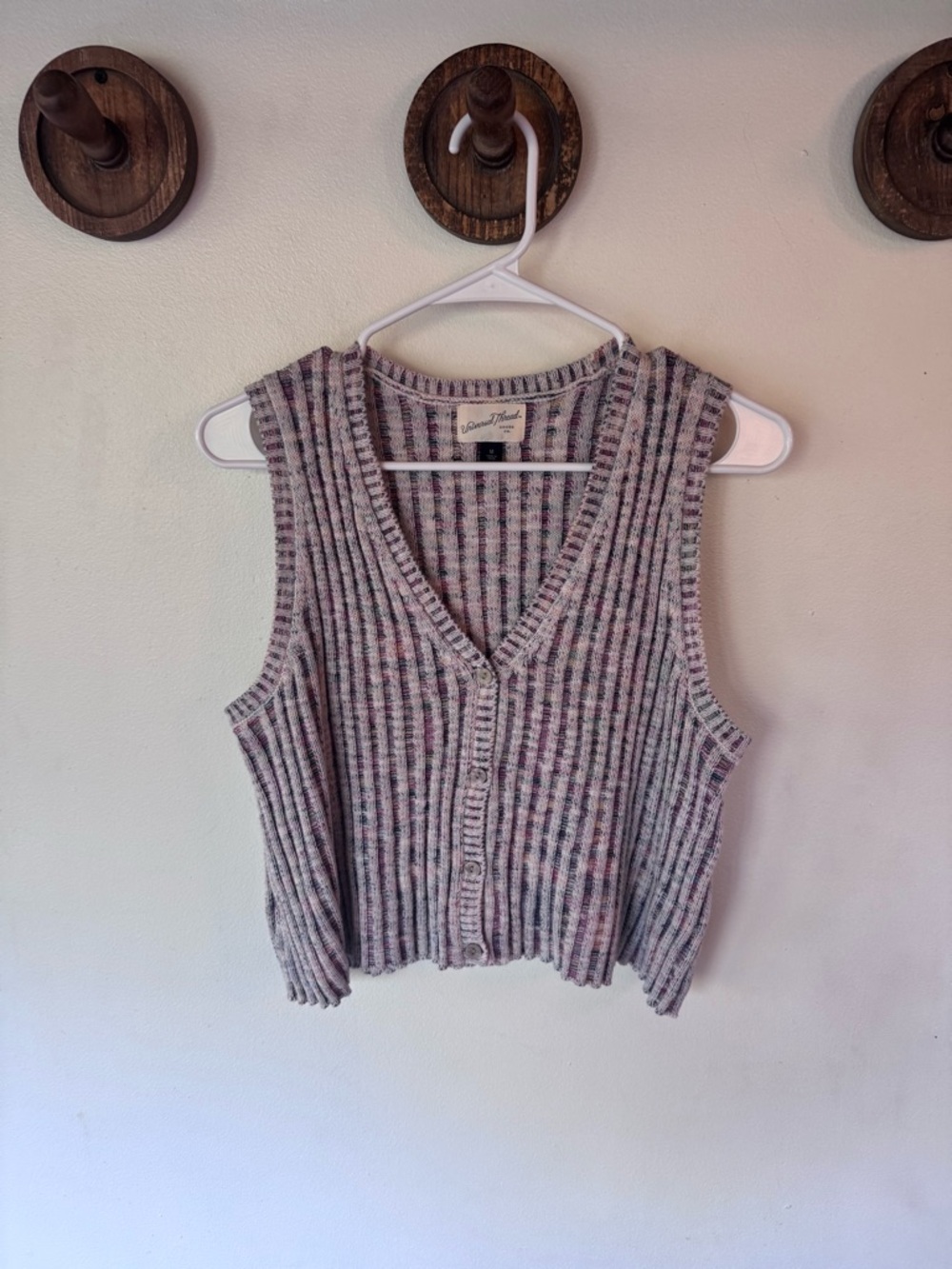 Universal Thread Heather Ribbed Button-Front Sweater knit tank top medium